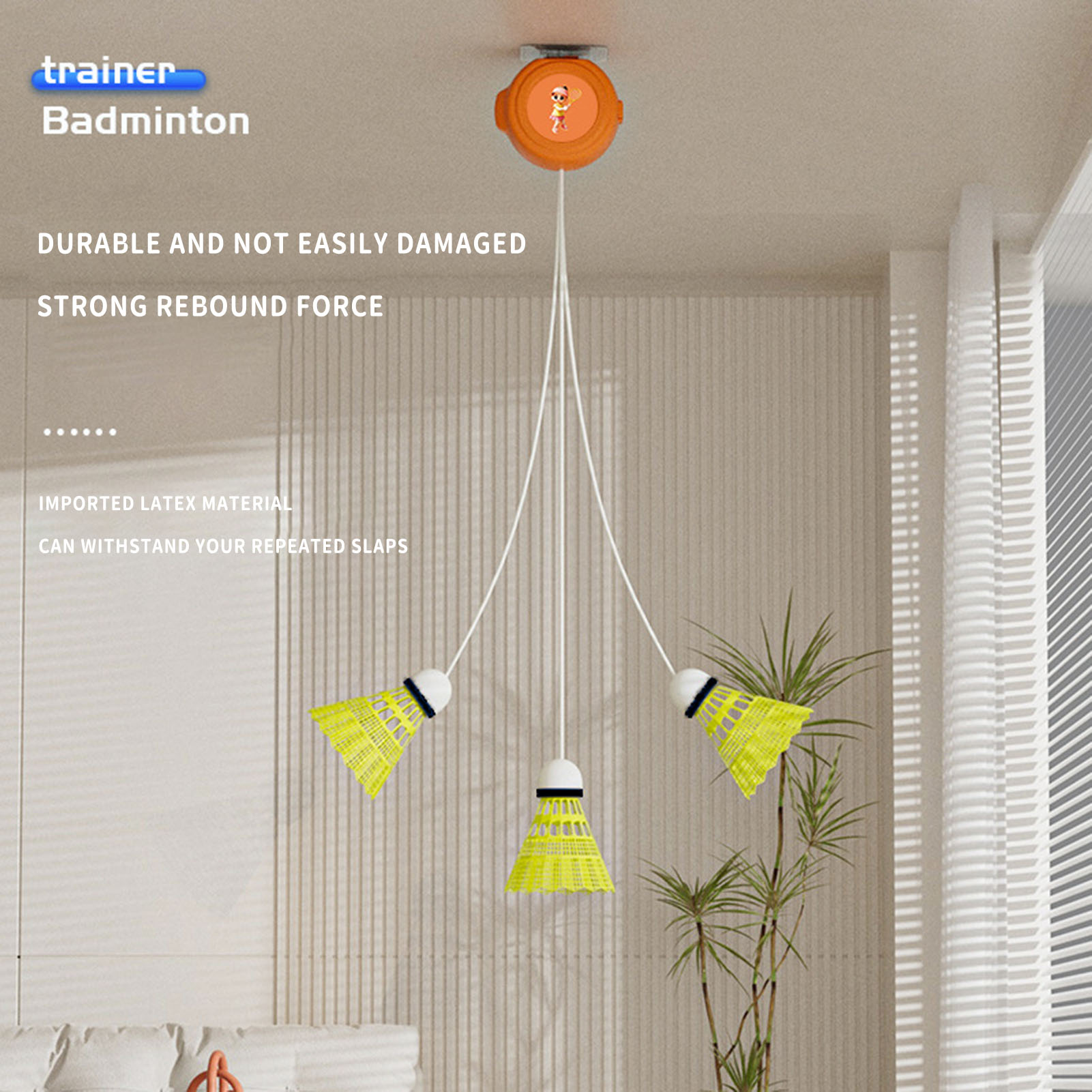 Badminton Rebound Trainer - Automatische intrekbare badmintontrainer, solo oefenrebounder met